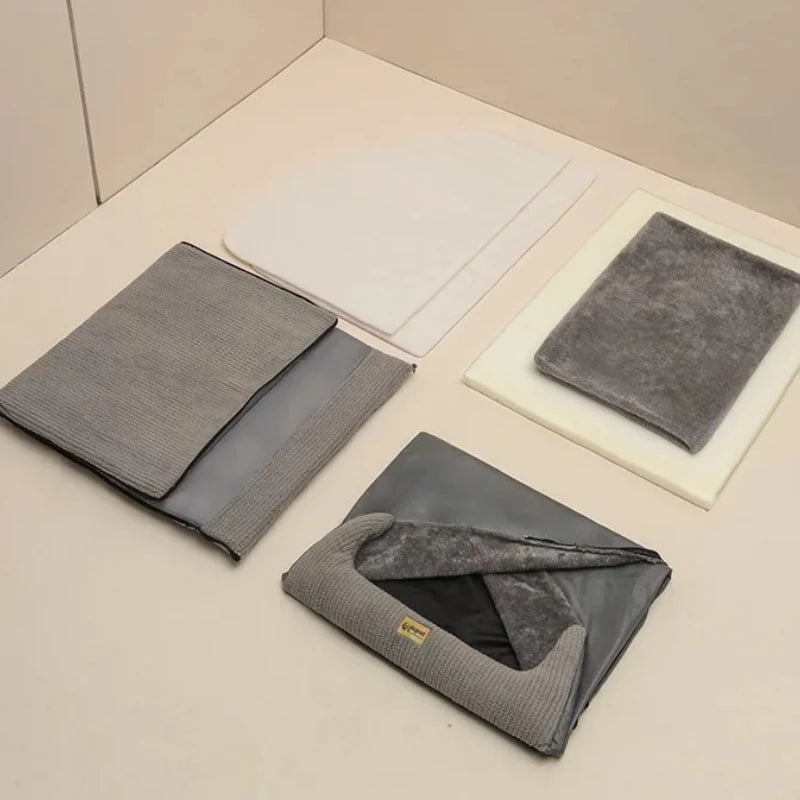 Maison de Couchage Abritée pour Chien en Tissu Matelassé