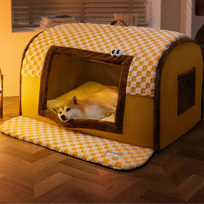 Chenil d’Hiver pour Chien – Panier Fermé Anti-Stress