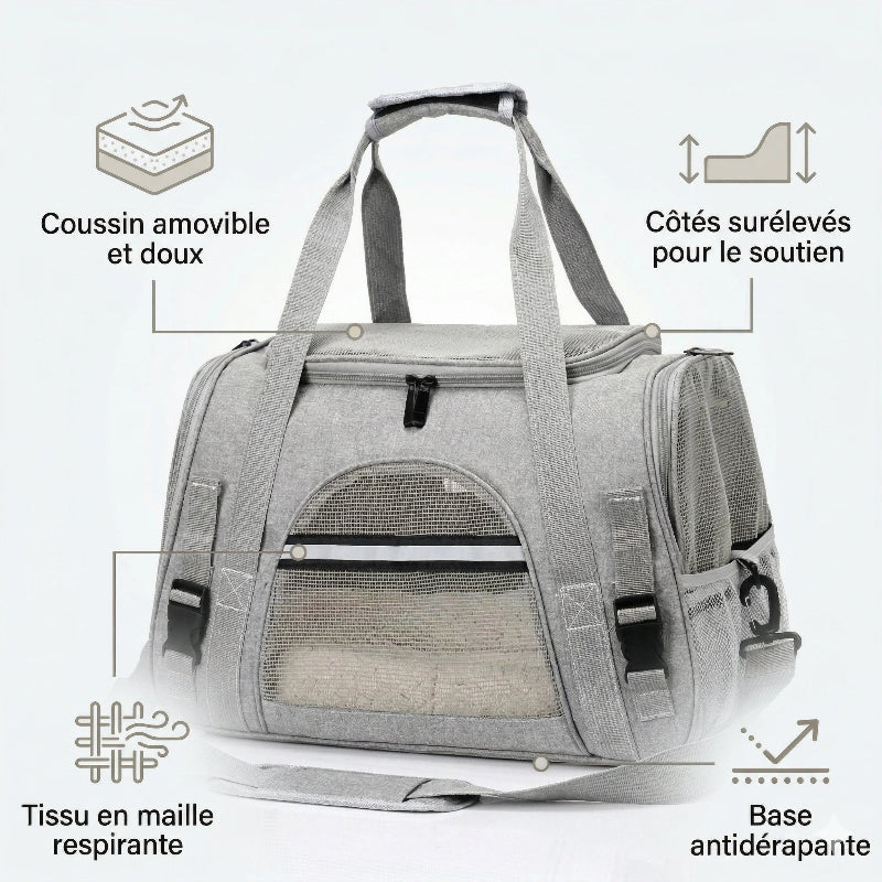 Sac de transport respirant pour chien – Format cabine avec coussin amovible