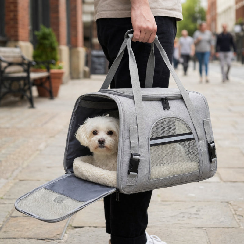 Sac de transport respirant pour chien – Format cabine avec coussin amovible