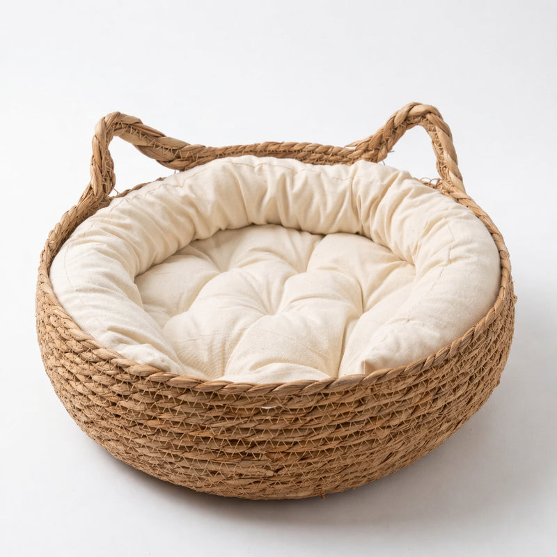 panier chien osier blanc