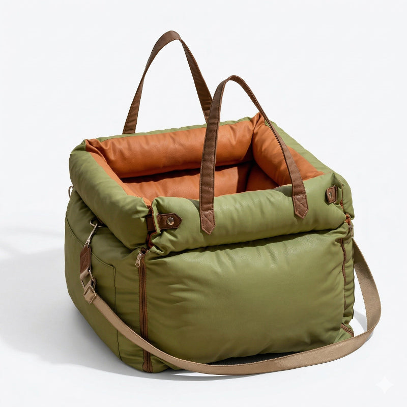 panier chien voiture vert orange