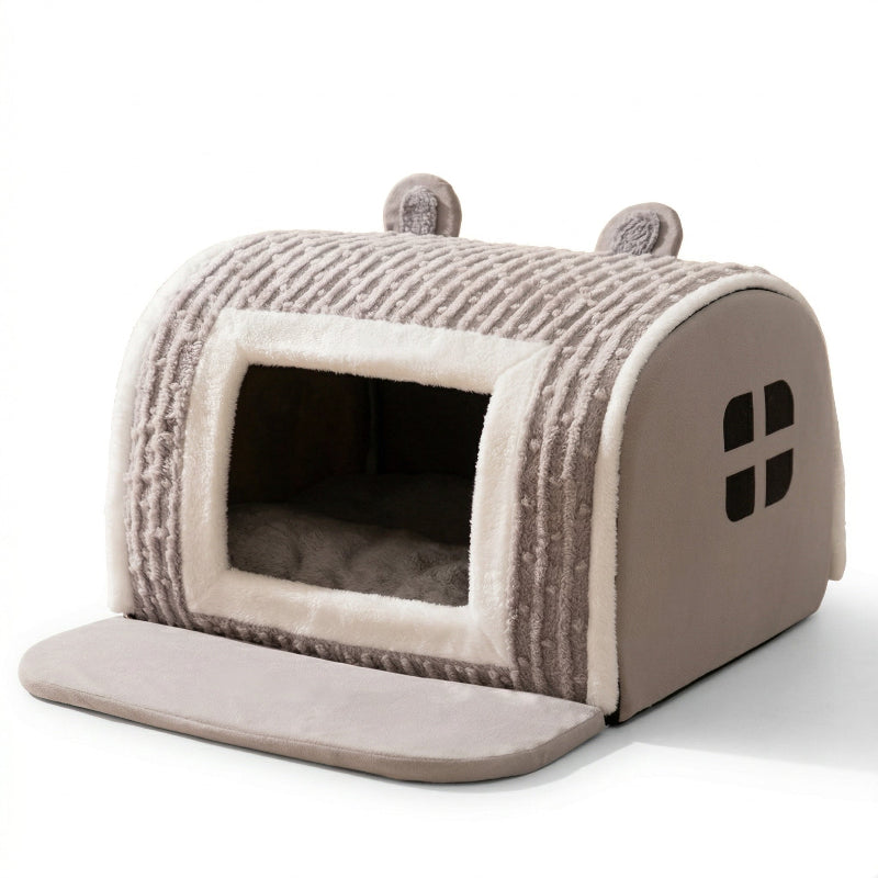 panier chien anti stress gris