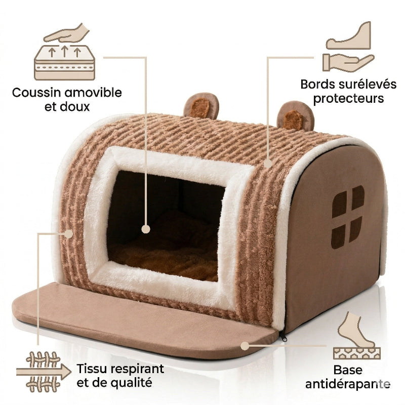 Chenil d’Hiver pour Chien – Panier Fermé Anti-Stress