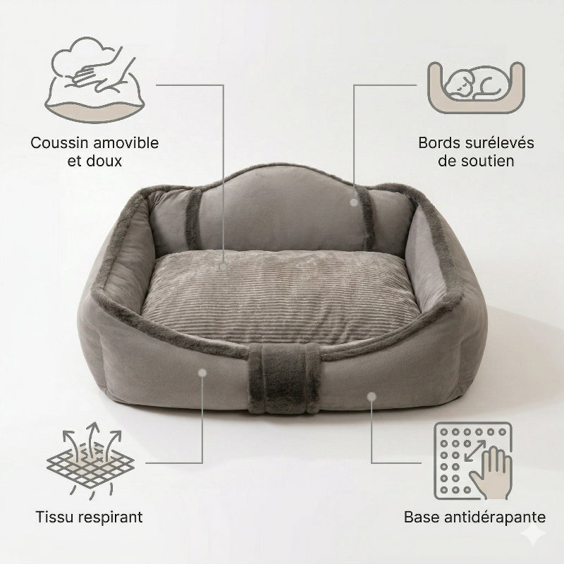Panier orthopédique pour chien en velours épais