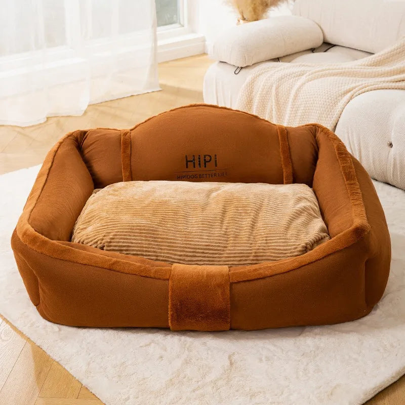 panier chien dehoussable marron
