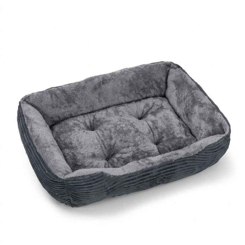 Panier rectangulaire en peluche pour chien avec rebords doux