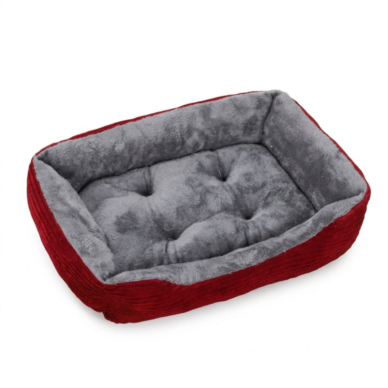 Panier rectangulaire en peluche pour chien avec rebords doux