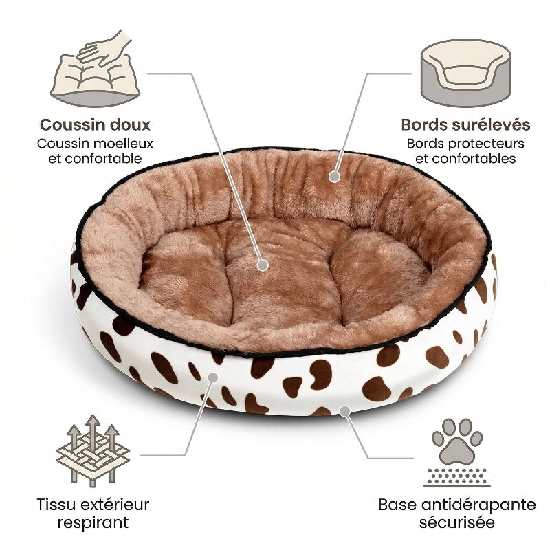 Panier rond en peluche pour chien
