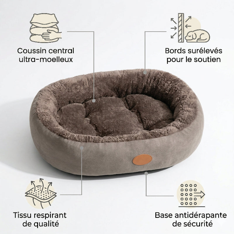 Panier chien orthopédique rond en velours
