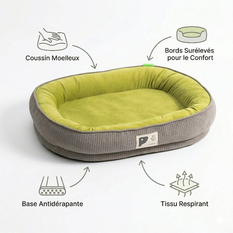 Panier orthopédique rectangulaire pour chien avec coussin épais