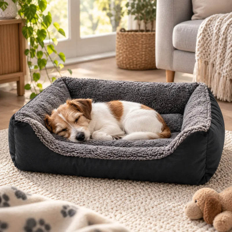 chien coucher sur panier chien 