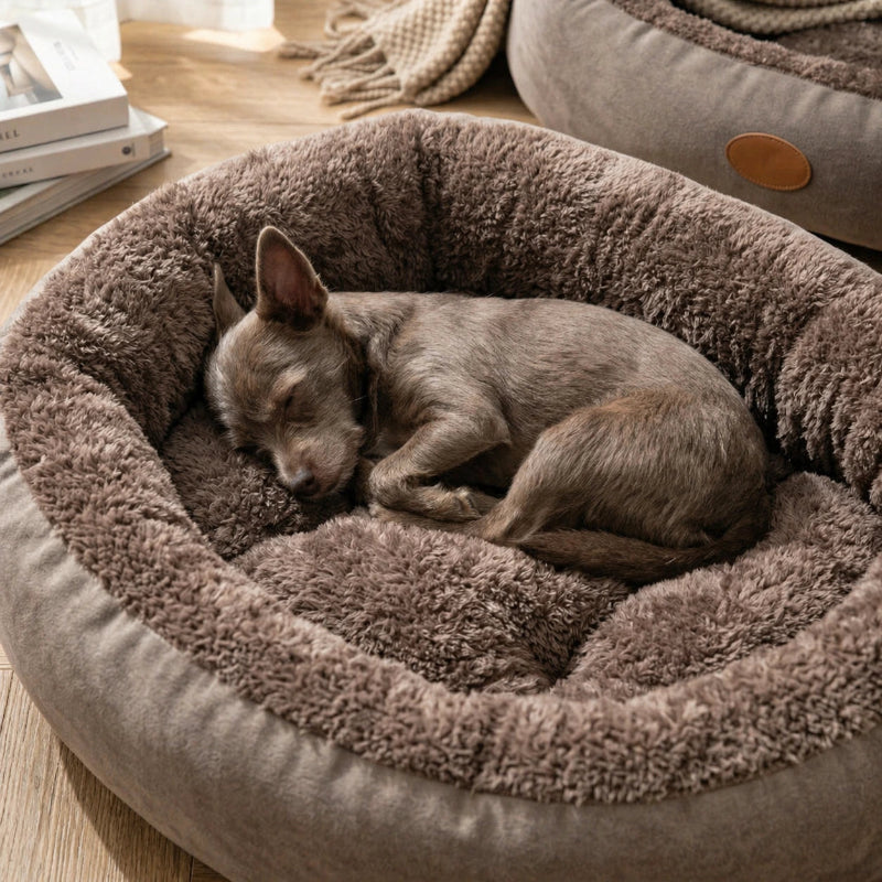 Panier chien orthopédique rond en velours