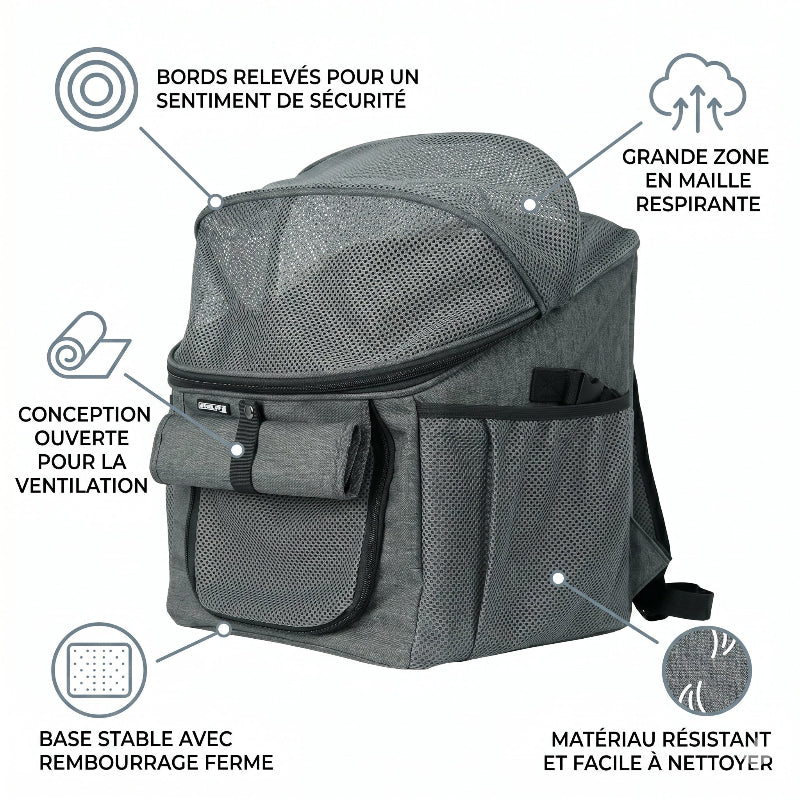 Sac Transport Chien Vélo et Sac à Dos 4-en-1 – Panier Vélo Respirant et Sécurisé